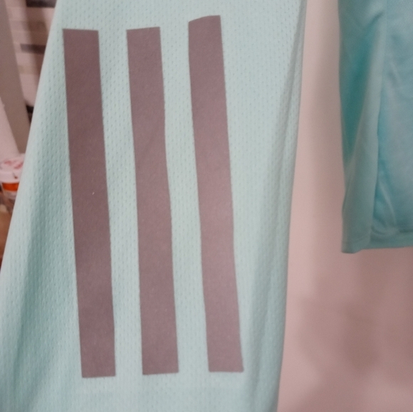 Adidas Climacool long Sleeve Pastel Green Mesh Reflective Logo Athletic Shirt - Picture 2 of 8